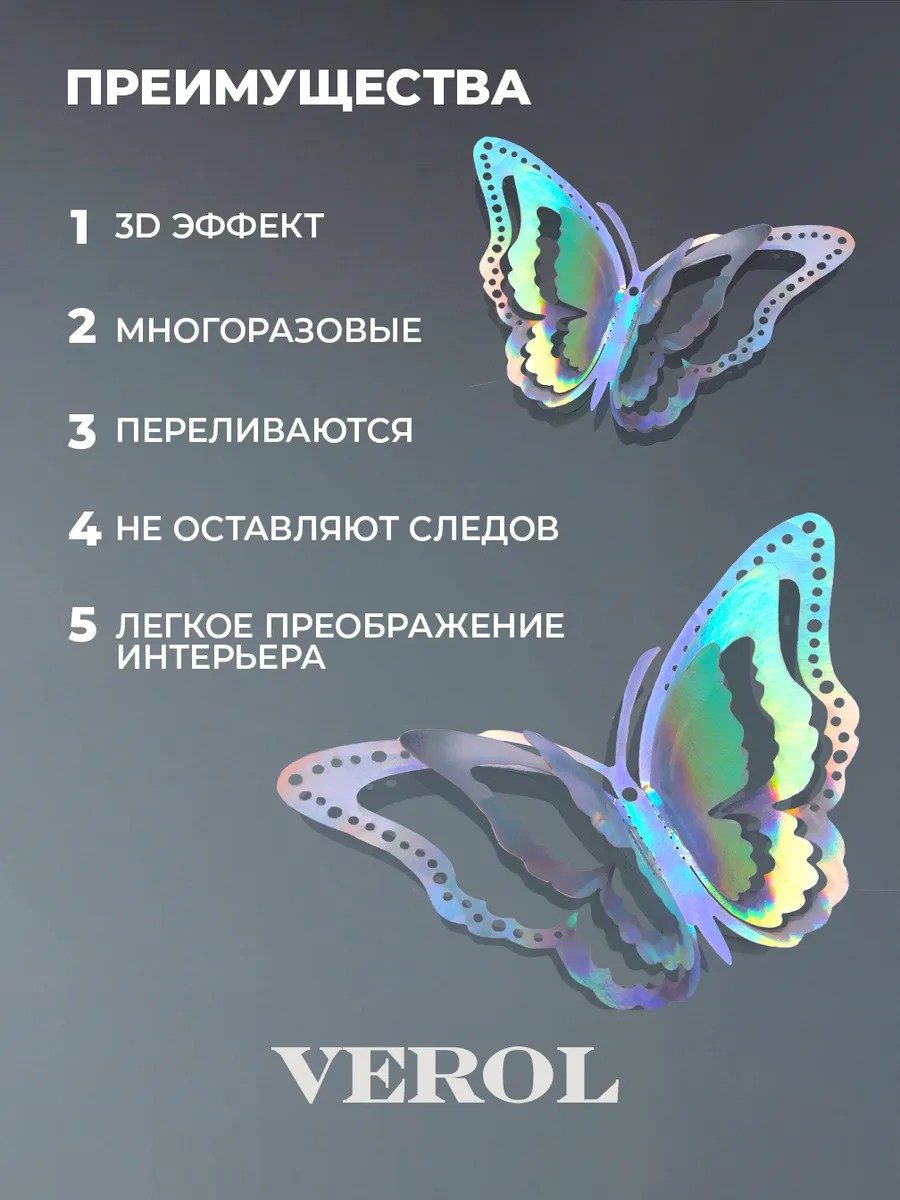 Декоративные наклейки интерьерные на стену Бабочки