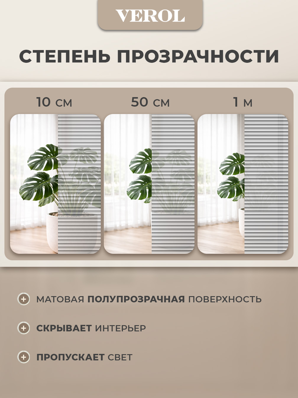 Самоклеящаяся пленка на окно "Жалюзи горизонтальные", 75*150 см, 3 шт., серый