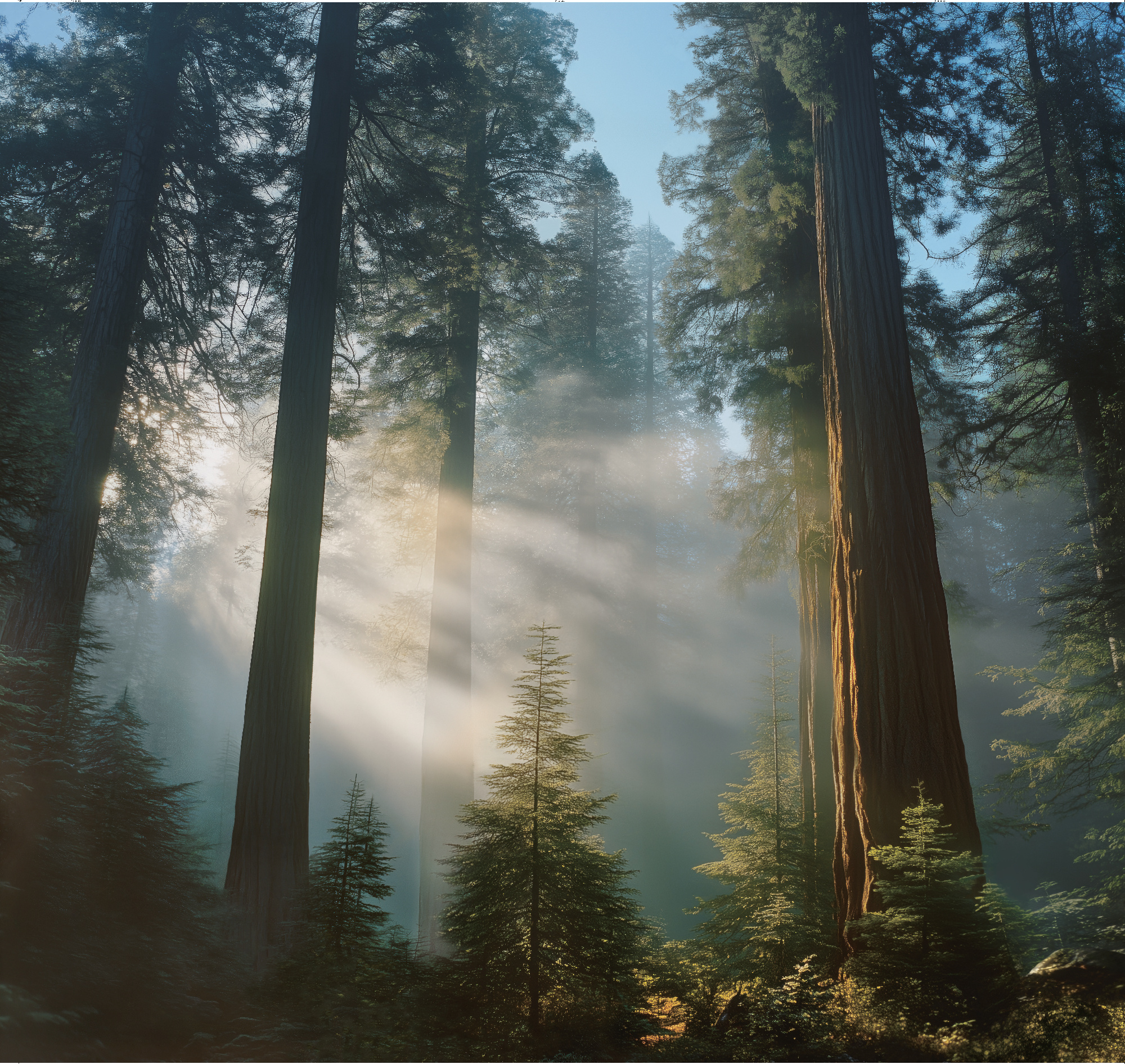Флизелиновые фотообои "Пейзаж. Лес", 300*283 см, зеленый, синий