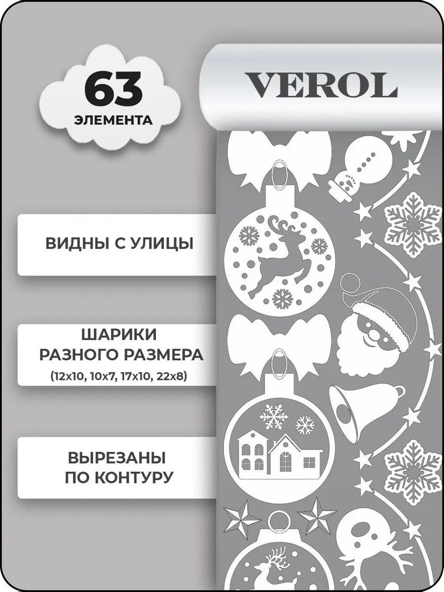 Новогодние наклейки интерьерные, украшения на окна 2027