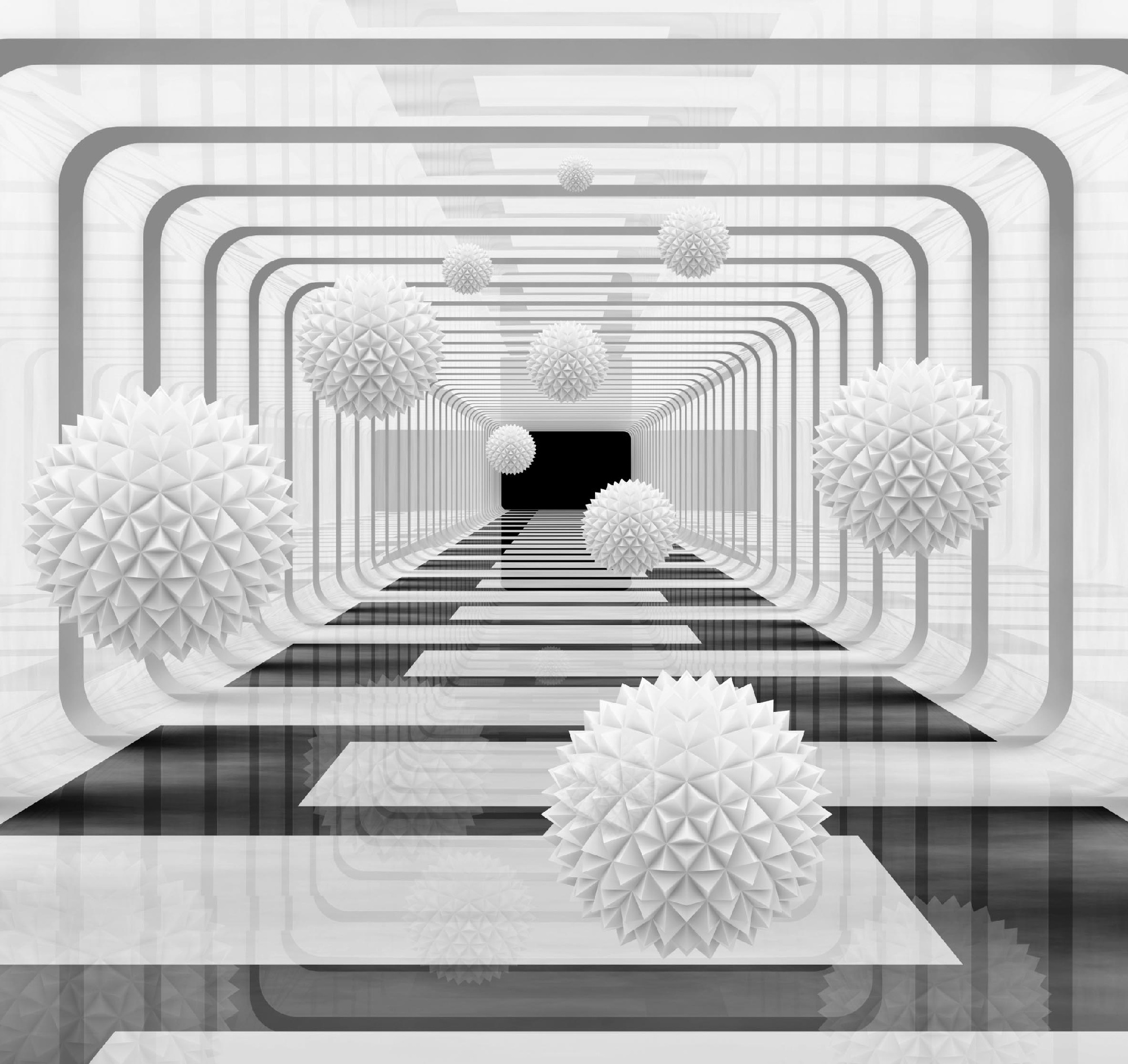 Флизелиновые фотообои "Абстрация. Геометрия. Шары", 300*283 см, серый, белый