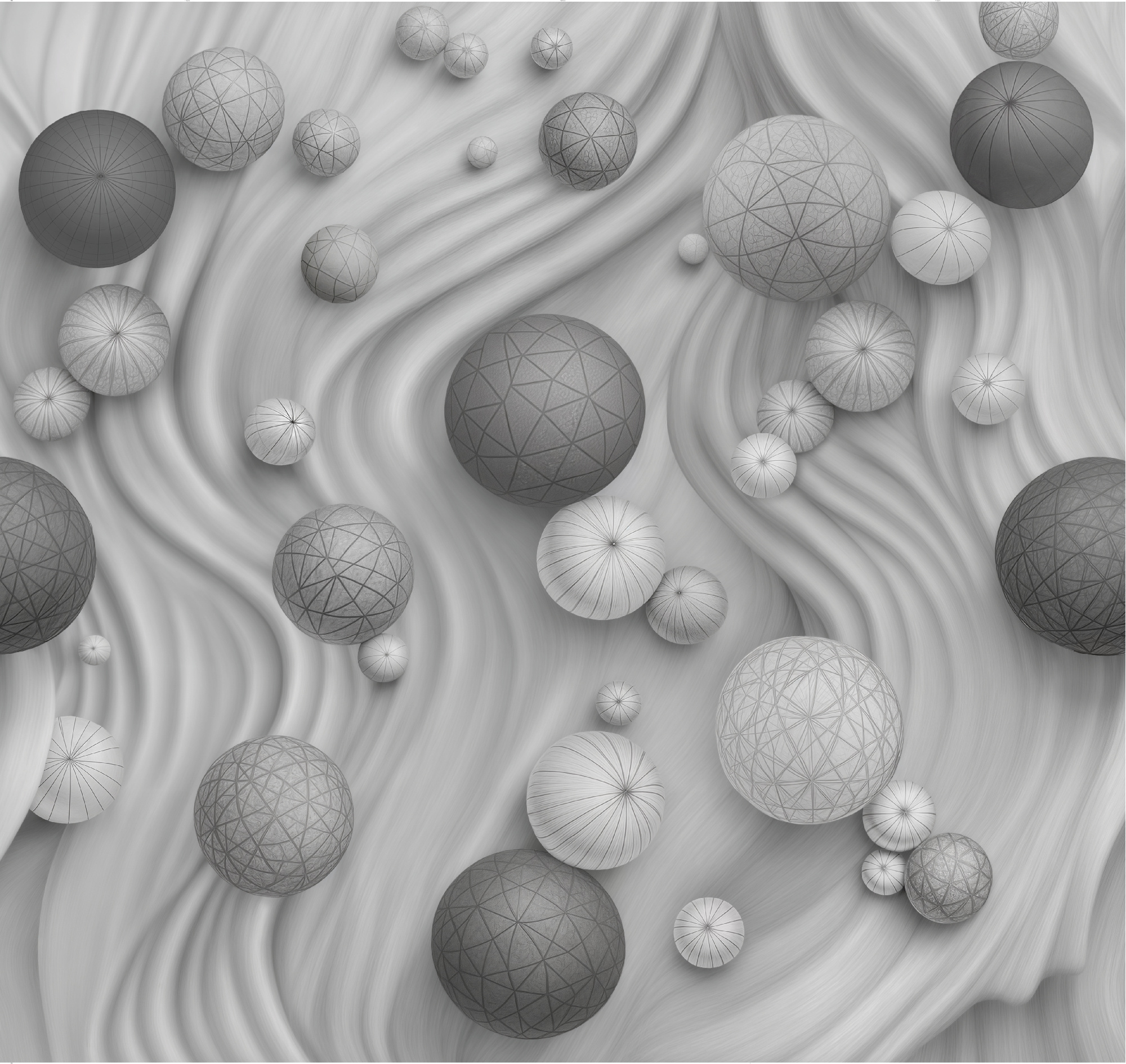 Флизелиновые фотообои "Абстракция. Шары", 300*283 см, серый