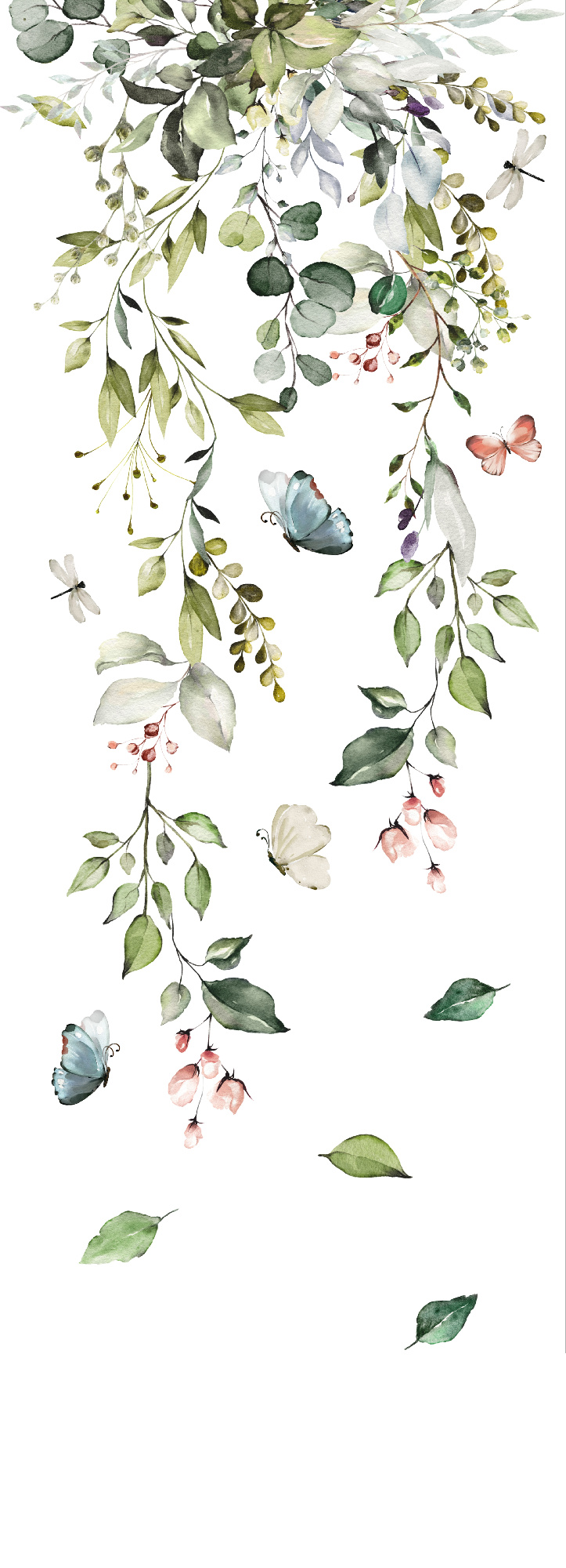 Самоклеящаяся пленка на окно "Цветы. Ветви. Бабочки", 55*150 см, зеленый