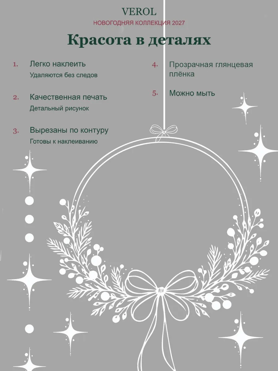 Новогодние наклейки на окна Шарики на веточках УФ