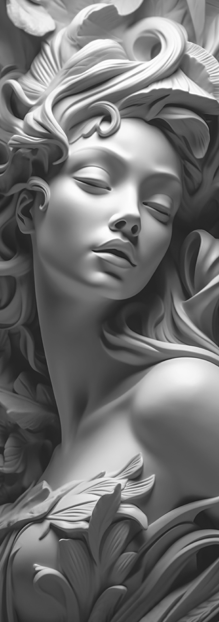 Флизелиновые фотообои "Барельеф. Девушка", 100*283 см, серый