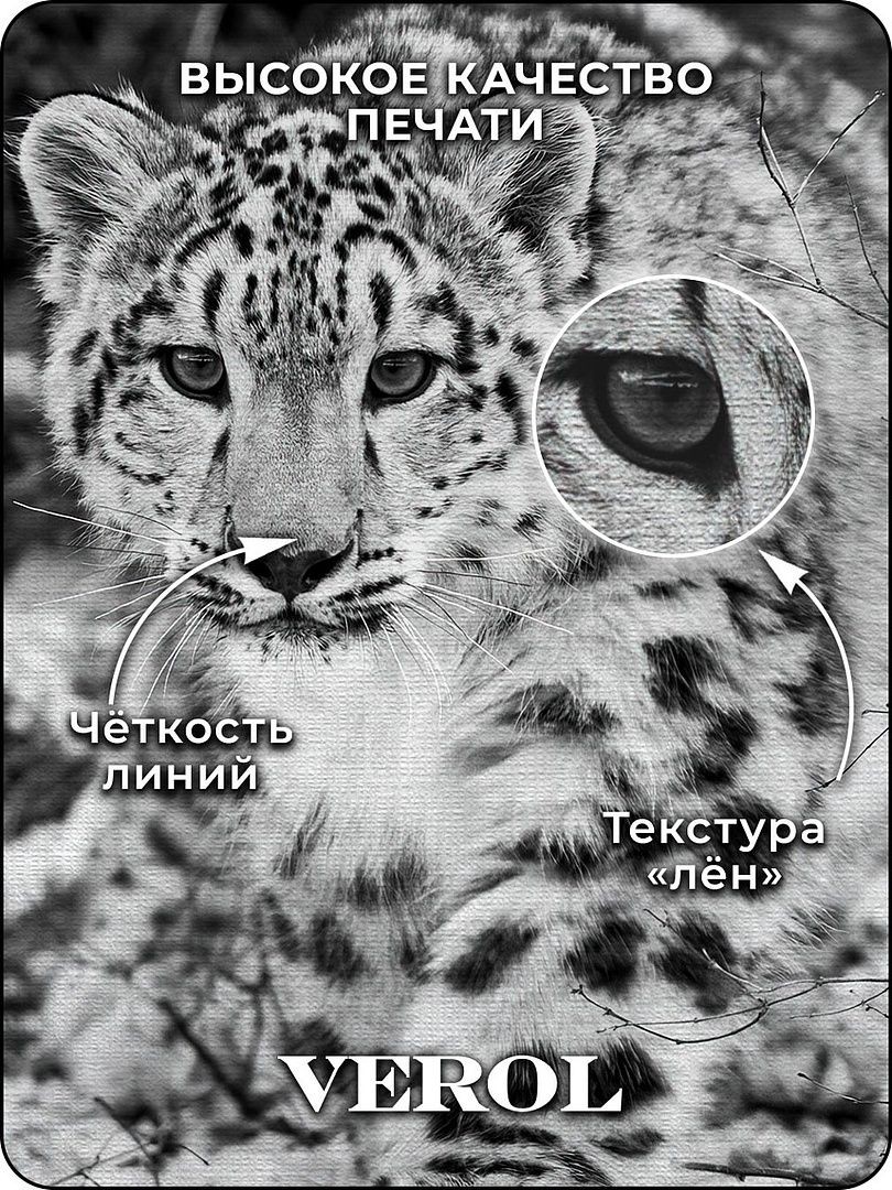 Флизелиновые фотообои "Снежный барс", 200*283 см, белый, серый