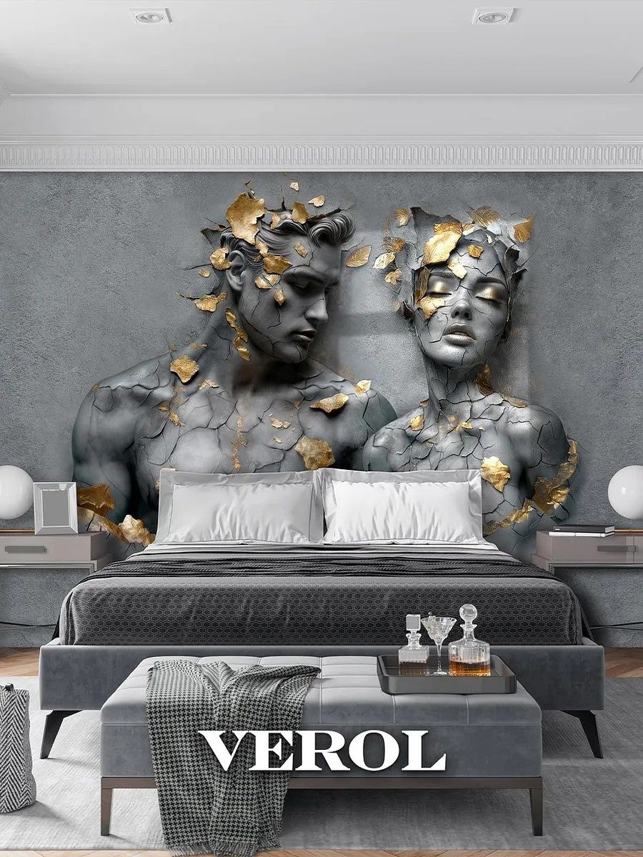 Флизелиновые фотообои 3d 500х283 барельеф пара золото