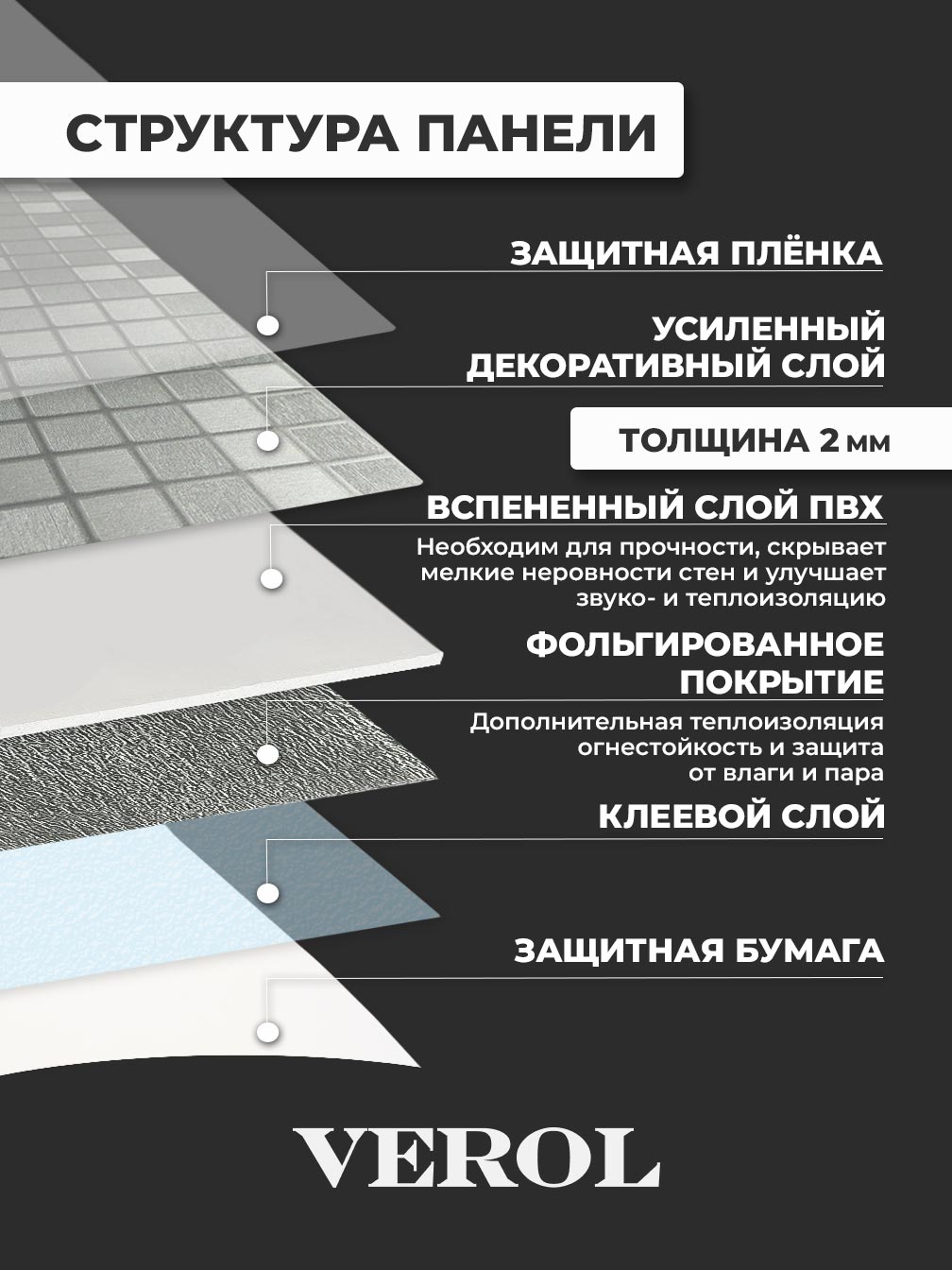 Самоклеящаяся панель "Мозаика", 60*300 см, серебрянный