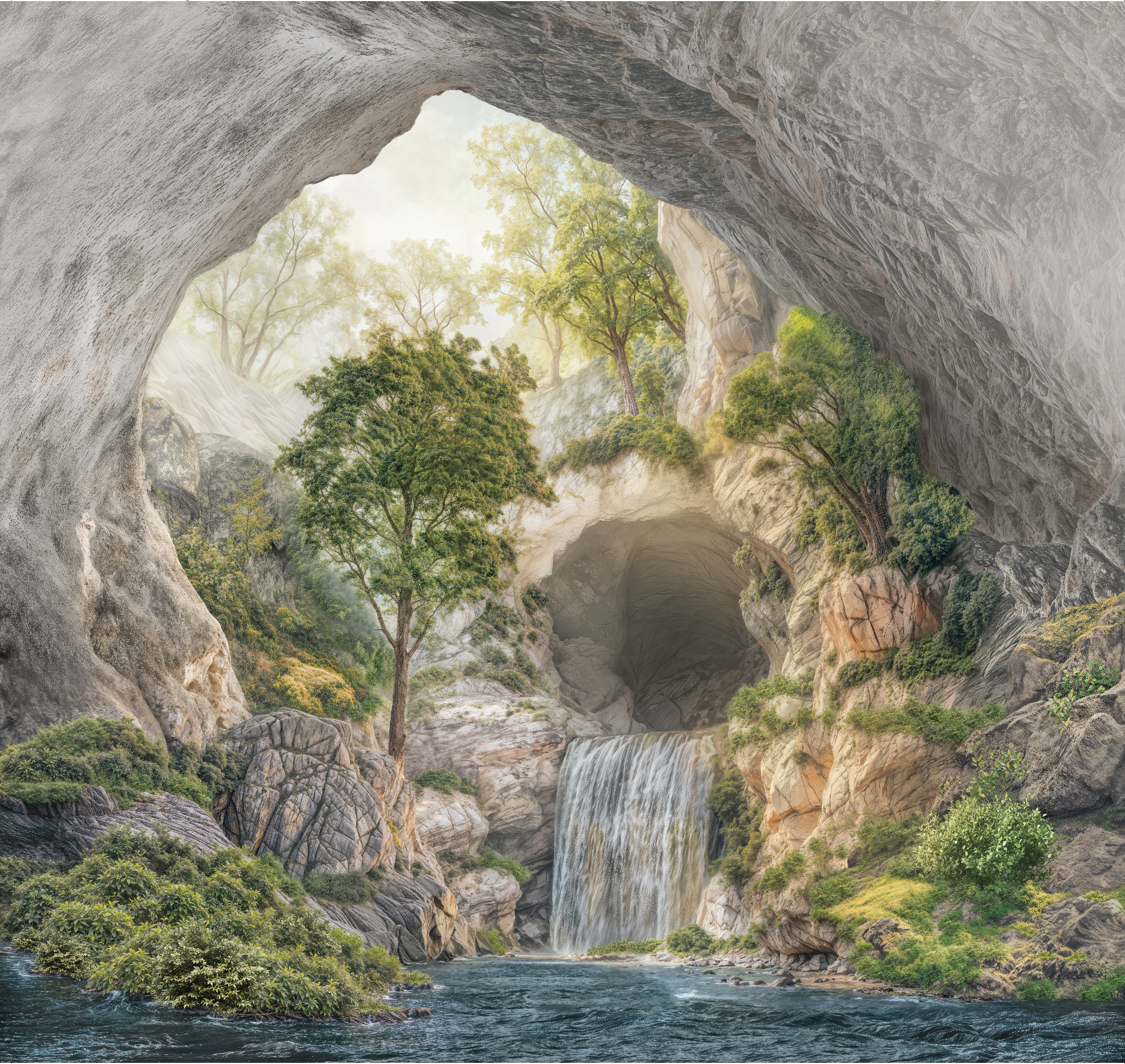 Флизелиновые фотообои "Барельеф. Пещера", 300*283 см, разноцветный