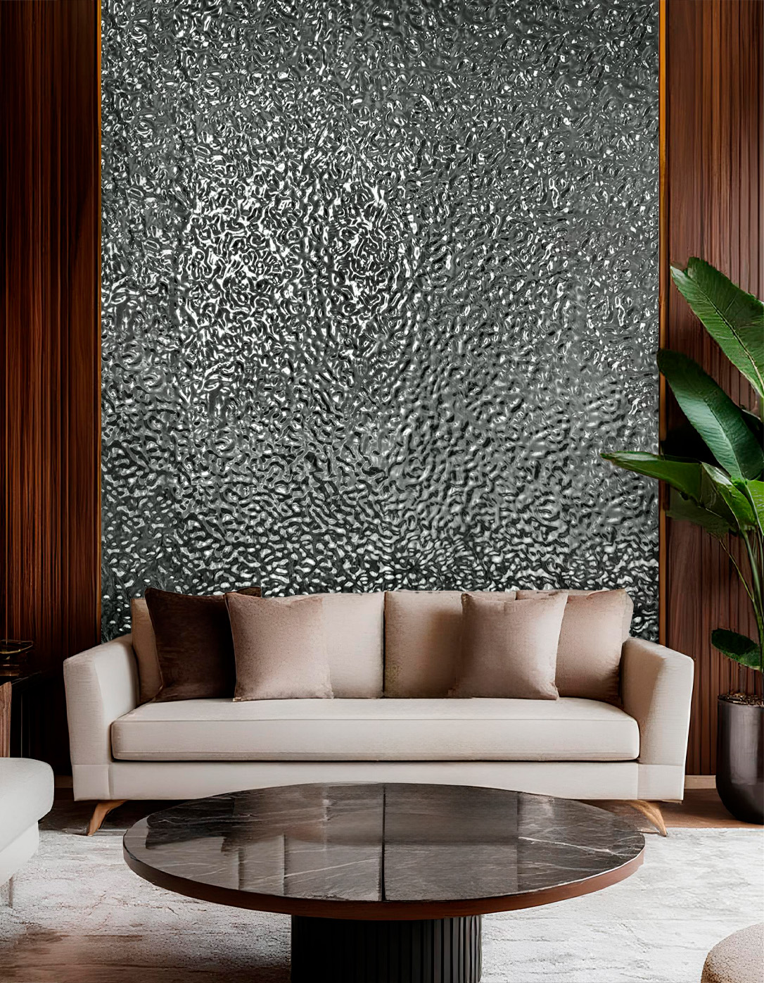 Самоклеящаяся панель "Bulle. Кривое зеркало", 116*300 см, серебрянный