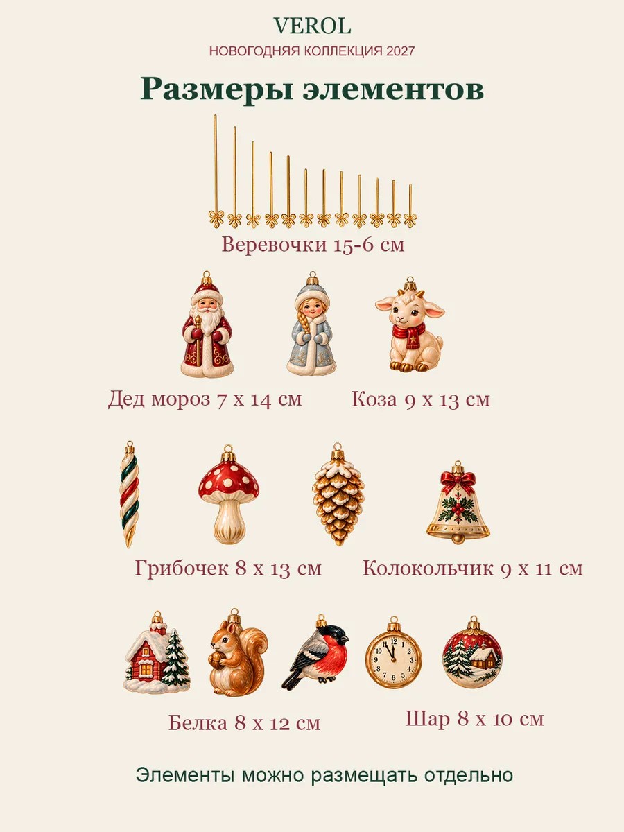 Новогодние наклейки Ретро игрушки для окон и стен