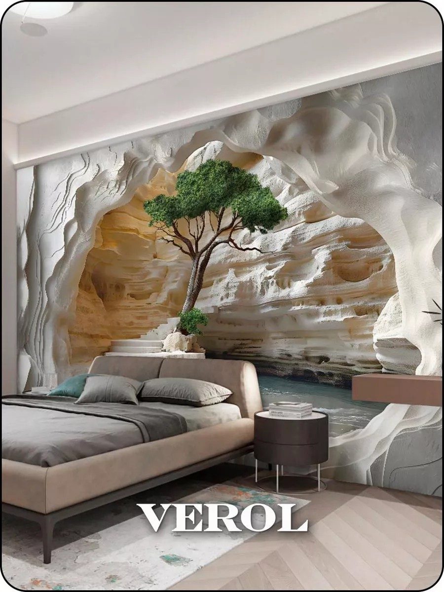 Флизелиновые фотообои 3d 500х283 барельеф дерево скала