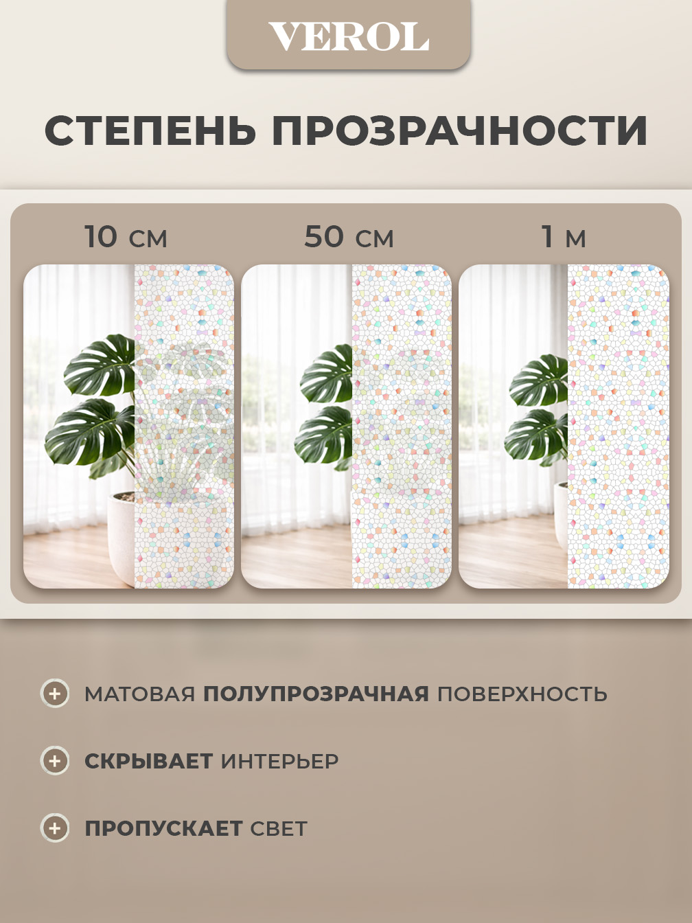 Самоклеящаяся пленка на окно "Узоры. Калейдоскоп", 75*150 см, разноцветный