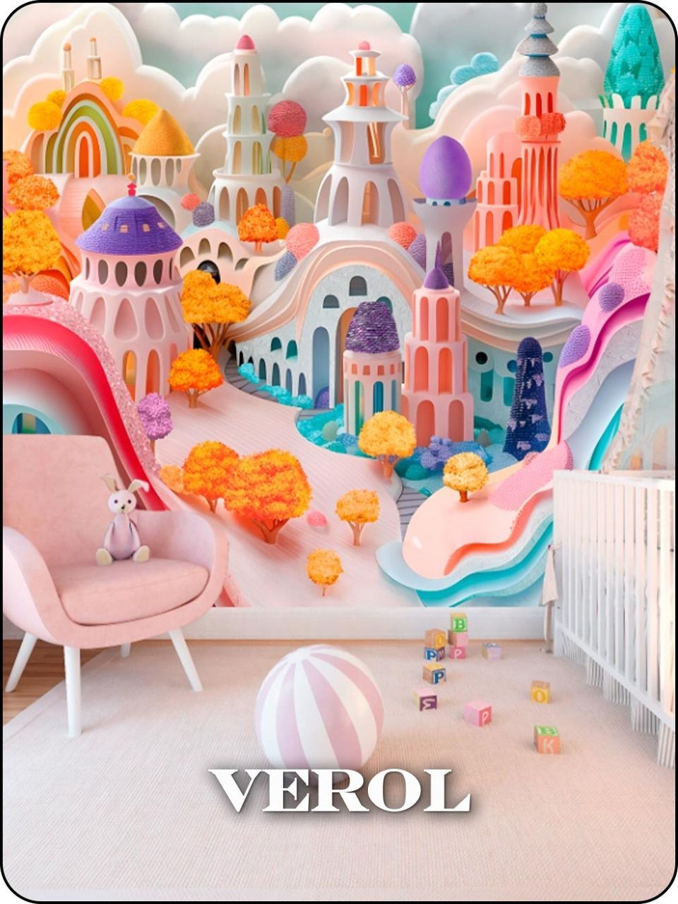 Флизелиновые фотообои "Сказочный город", детские, 300*283 см, разноцветный