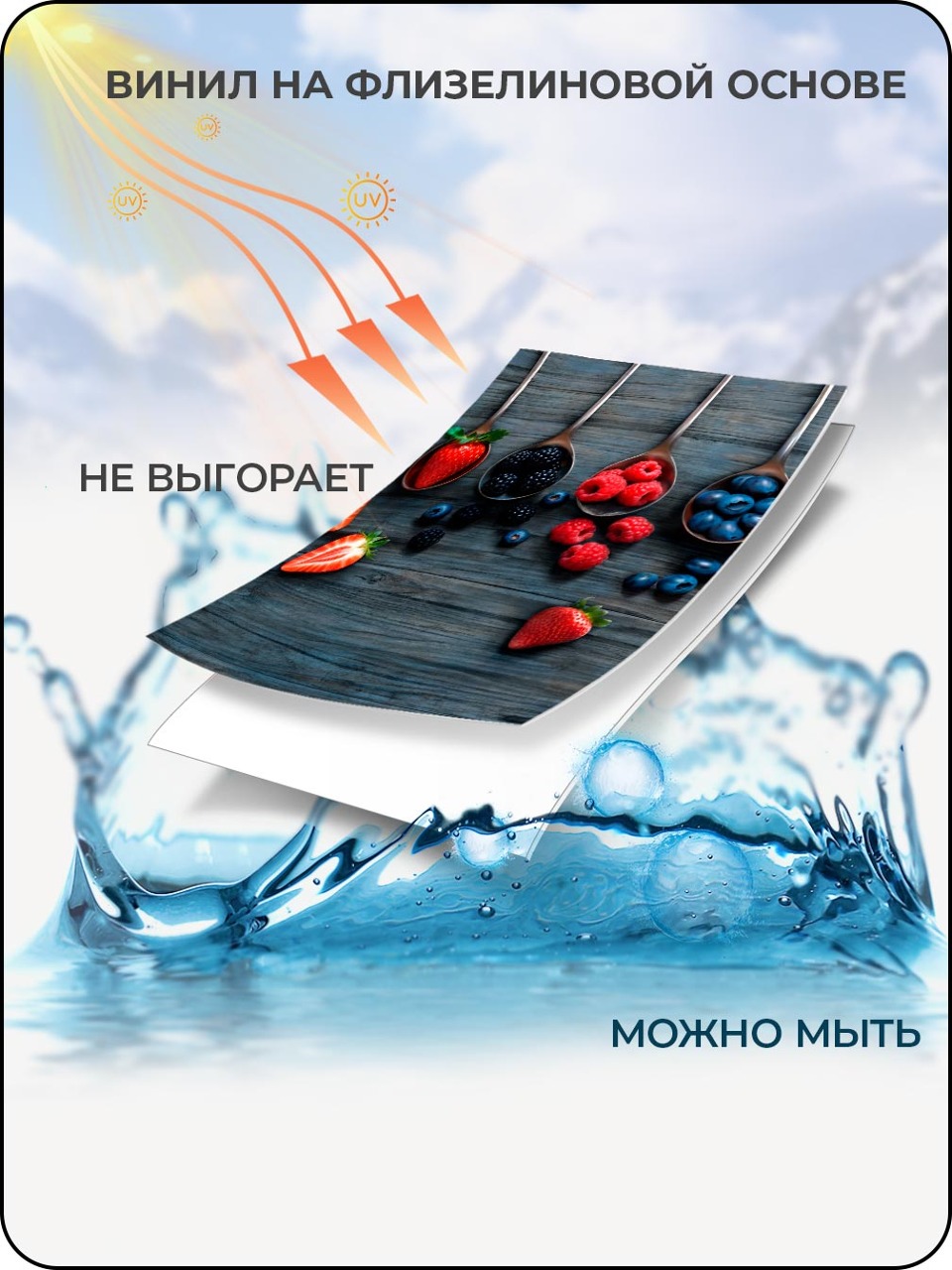 Флизелиновые фотообои 3d на стену Ягоды
