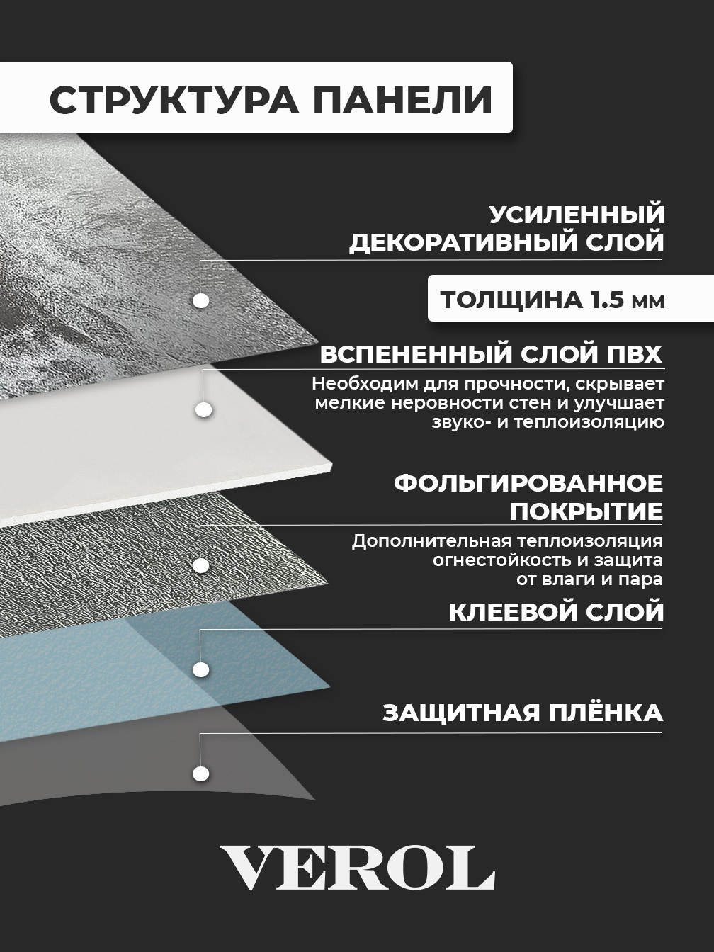 Самоклеящаяся панель "Текстура. Металлик", 60*300 см, темно-серый