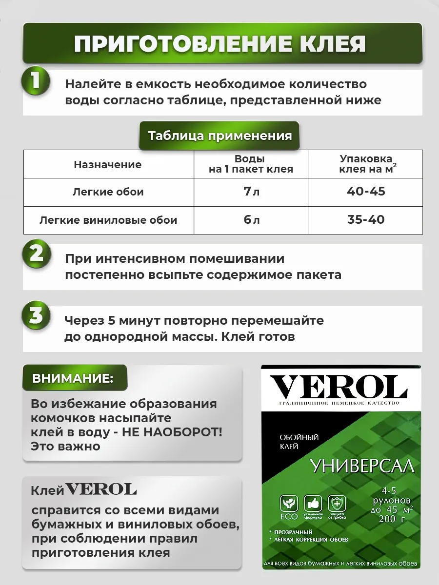 Обойный клей универсальный усиленный, 200 г