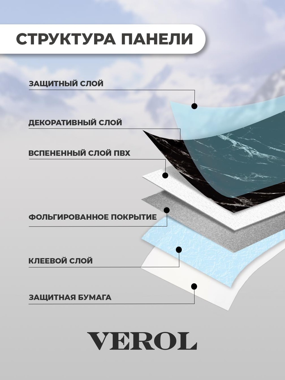 Самоклеящаяся панель "Текстура. Мрамор", 30*60 см, 18шт., черный, белый