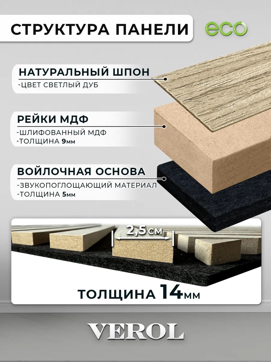 Акустическая панель "Рейки. Диагональ", жесткая, 60*60 см, 4 шт., светлый дуб